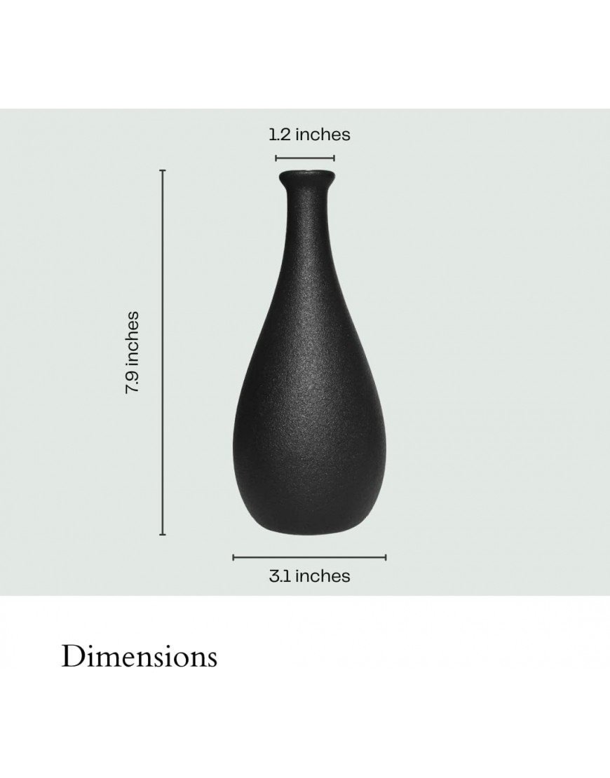Black Ceramic Flower Vase Handmade Small and Modern Decorative Vases Round and Cylinder in Matte and Textured Used for Floor Wall and Table Decor Drip Black Ceramic Vase