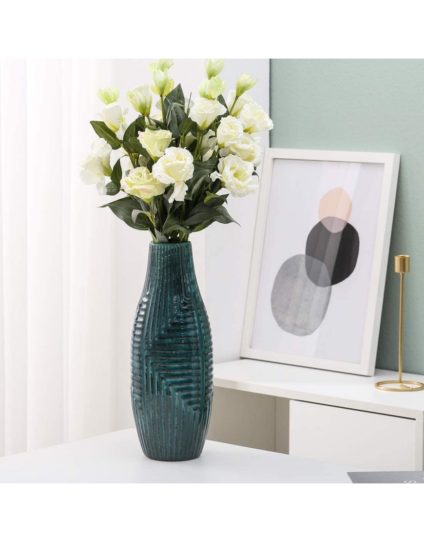 Blue Ceramic Pottery Vase Floreros for Flowers Centerpieces Modern Elegant Decorative Home Decor