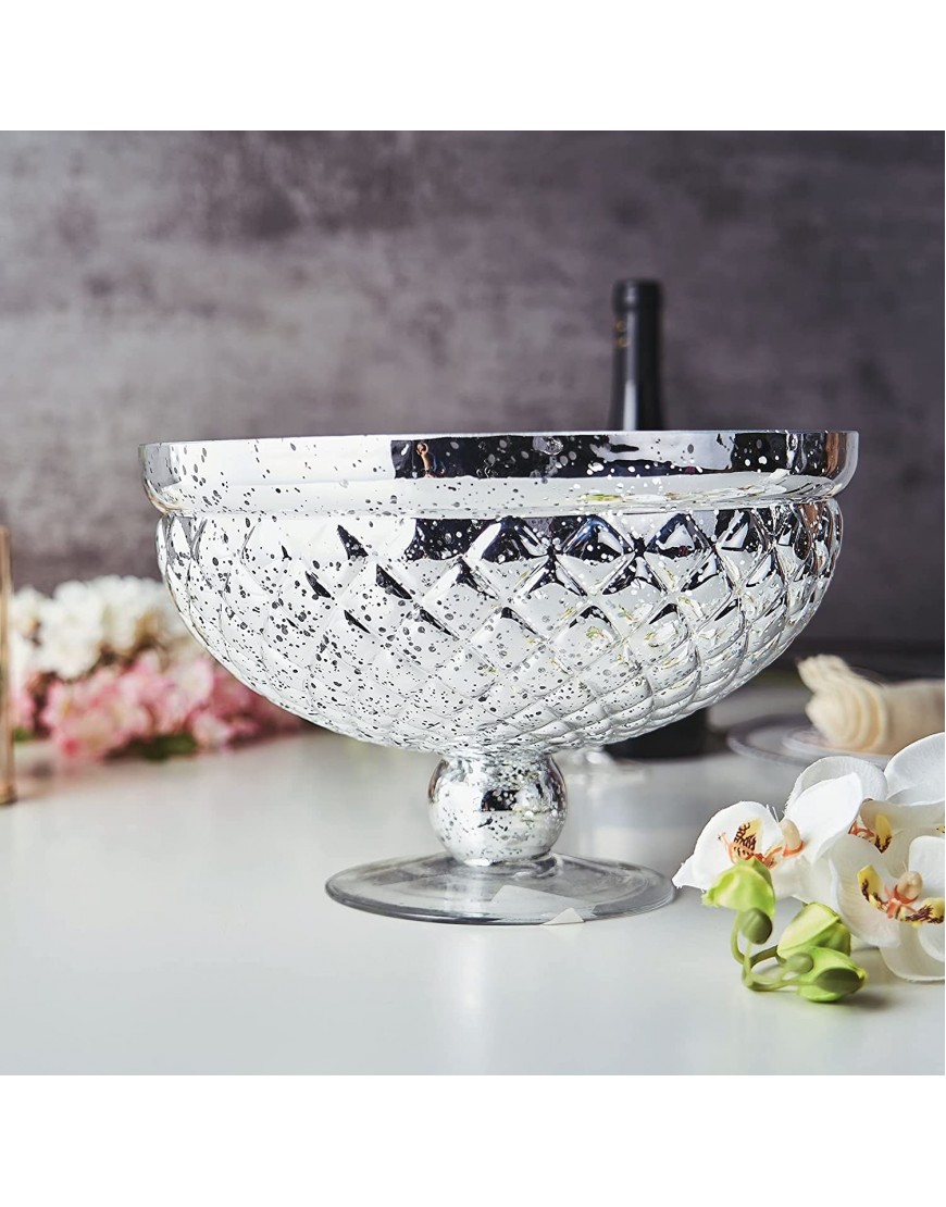 Efavormart 12 Mercury Glass Compote Vase Pedestal Bowl for Wedding Floral Centerpiece Home Decor Silver