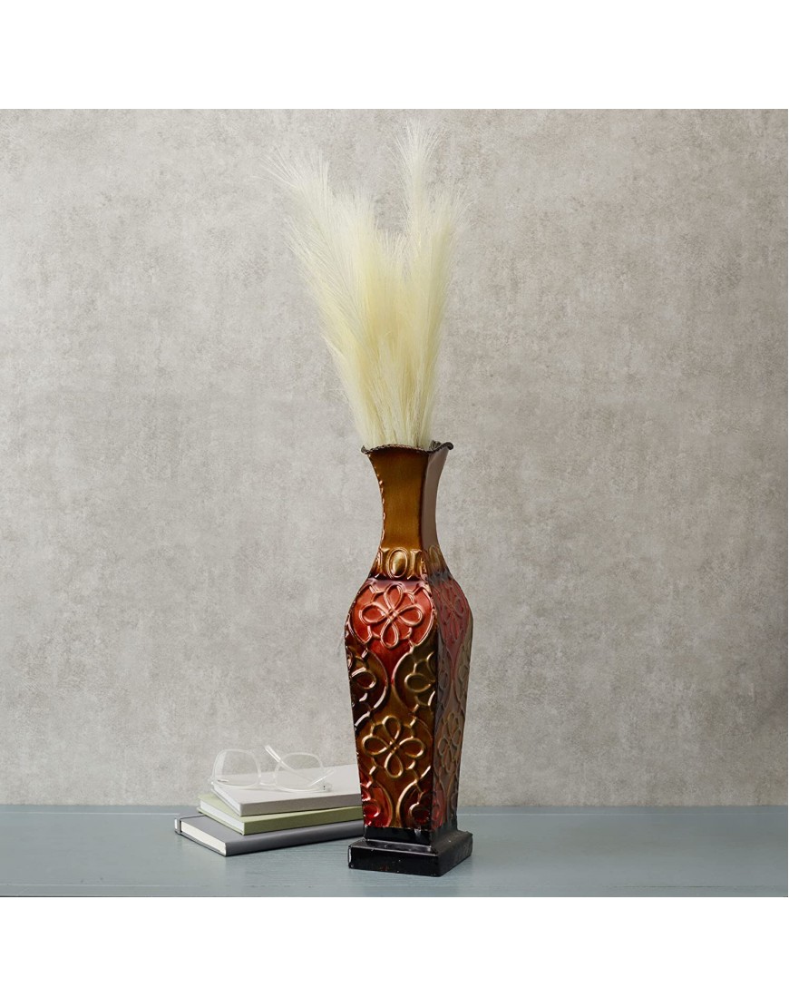 Elements Harlequin Embossed Metal Vase-Table Centerpiece Home Décor for Dried Flower and Artificial Floral Arrangements Living Room Décor Bedroom Décor Decorative Vase 17-Inch