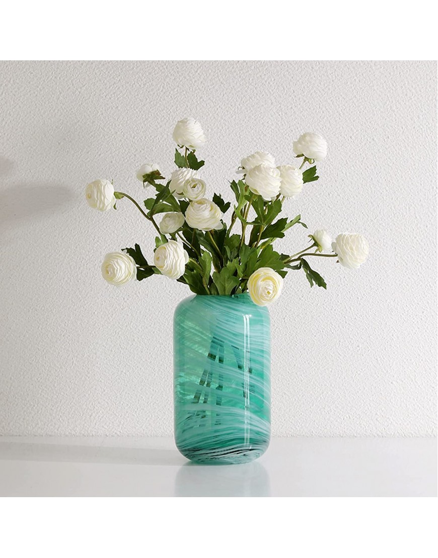 Glass Flower Vase Blue Hand Blown Glass Vase,Decorative Glass Vase for Home Decor,Modern Floral Vase for Living Room Centerpieces Tabletop Wedding