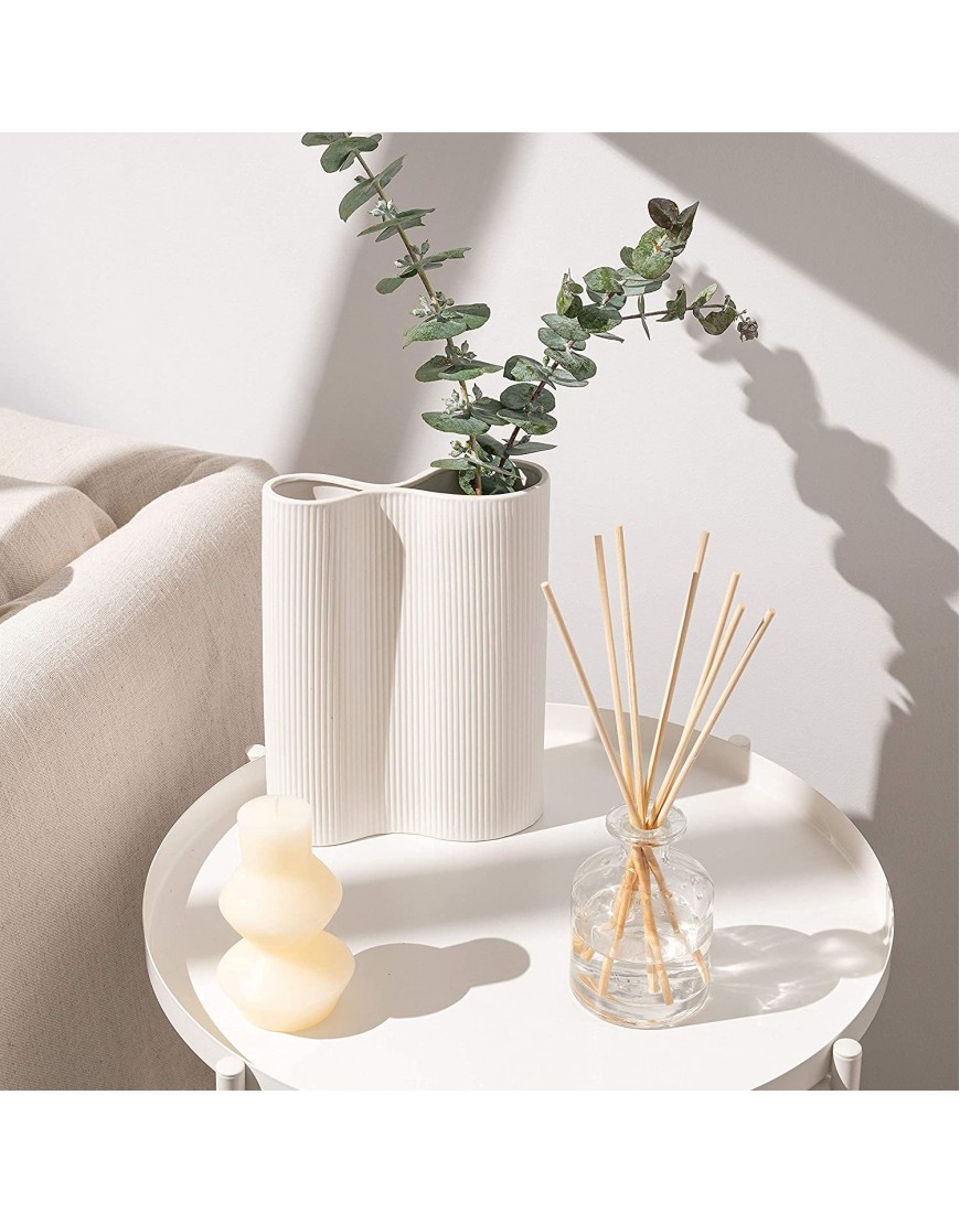 Luxe Infinity White Vase. 9” Tall Vase for Flowers. White Ceramic Vase for Home Decor. Pampas Grass Vase. Boho Vase. White Flower Vase for Decor. Modern Vase. Decorative Vase for Home Decor. Clay Vase