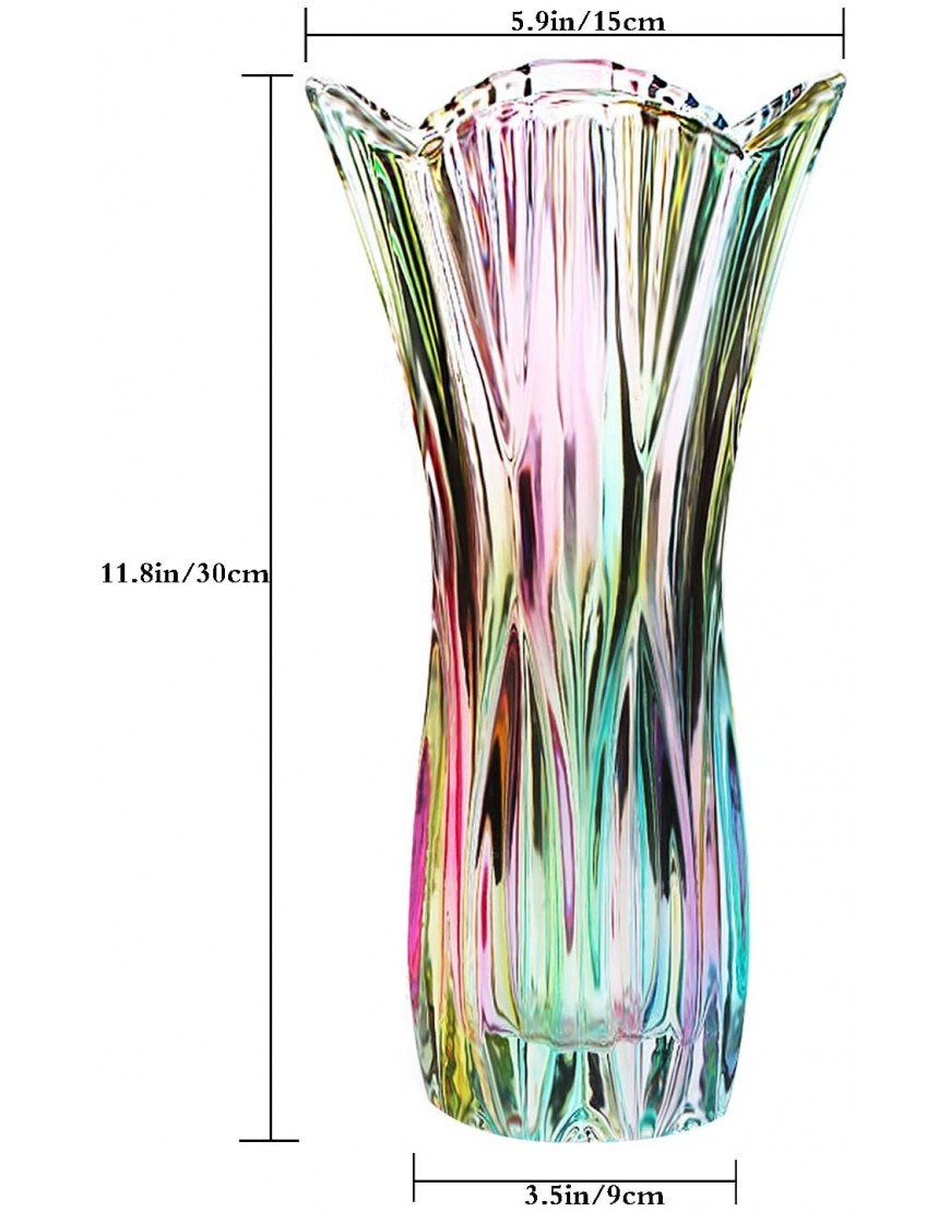 Magicpro Flower Vase Large Size11.8 inch Phoenix Tail Shape Thickened Crystal Glass for Home Decor Wedding or Gift
