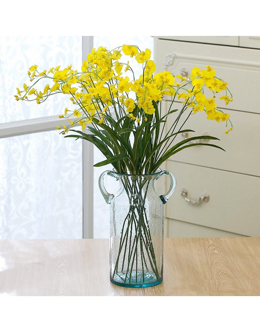 MDLUU Decorative Glass Vase 11 Tall Bubble Air Flower Vase with Handles Handblown Jug Vase for Dining Room Bedroom Bathroom Mantel