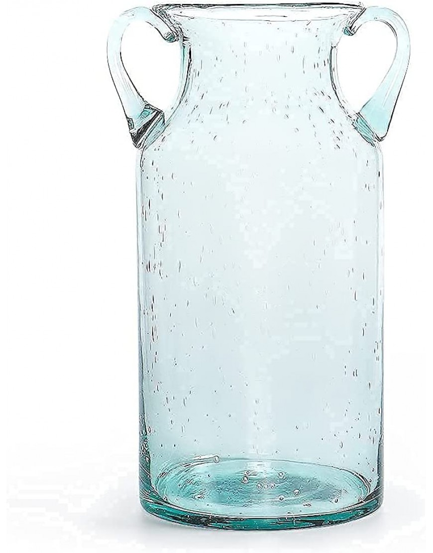 MDLUU Decorative Glass Vase 11" Tall Bubble Air Flower Vase with Handles Handblown Jug Vase for Dining Room Bedroom Bathroom Mantel