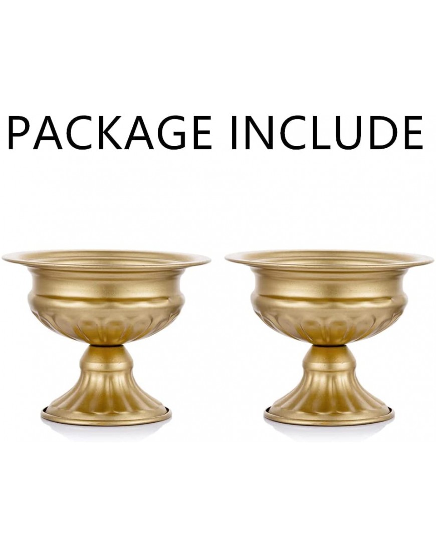 Nuptio Pcs of 2 Mini Sized Metal Urn Planter Elegant Wedding Centerpieces Vase for Wedding Party Decoration 12.6cm 4.96 Tall Trumpet Vase Flower Holder for Anniversary Ceremony
