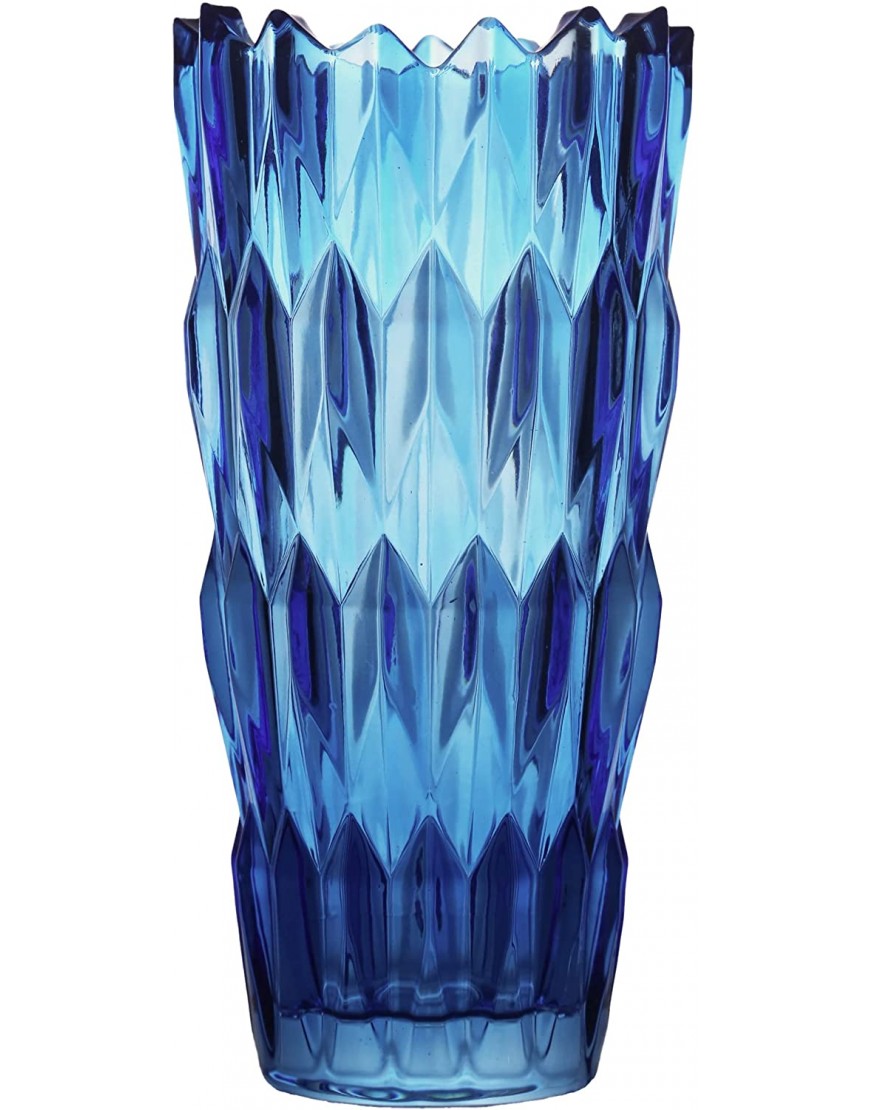 Parlamain 10'' Blue Glass Vase for Flowers Large Bouquets Mantel and Shelf Decor Wedding and Dining Table Centerpieces 4.7'' Opening