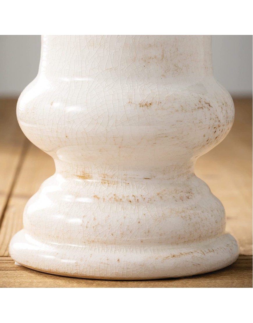 Sullivans Modern Farmhouse Decorative Ceramic Vase 6 x 6 x 10 inches Distressed Decoration for Farmhouse Décor Off-White Crackled Finish Faux Floral Vase Table Décor for Dining or Living Room