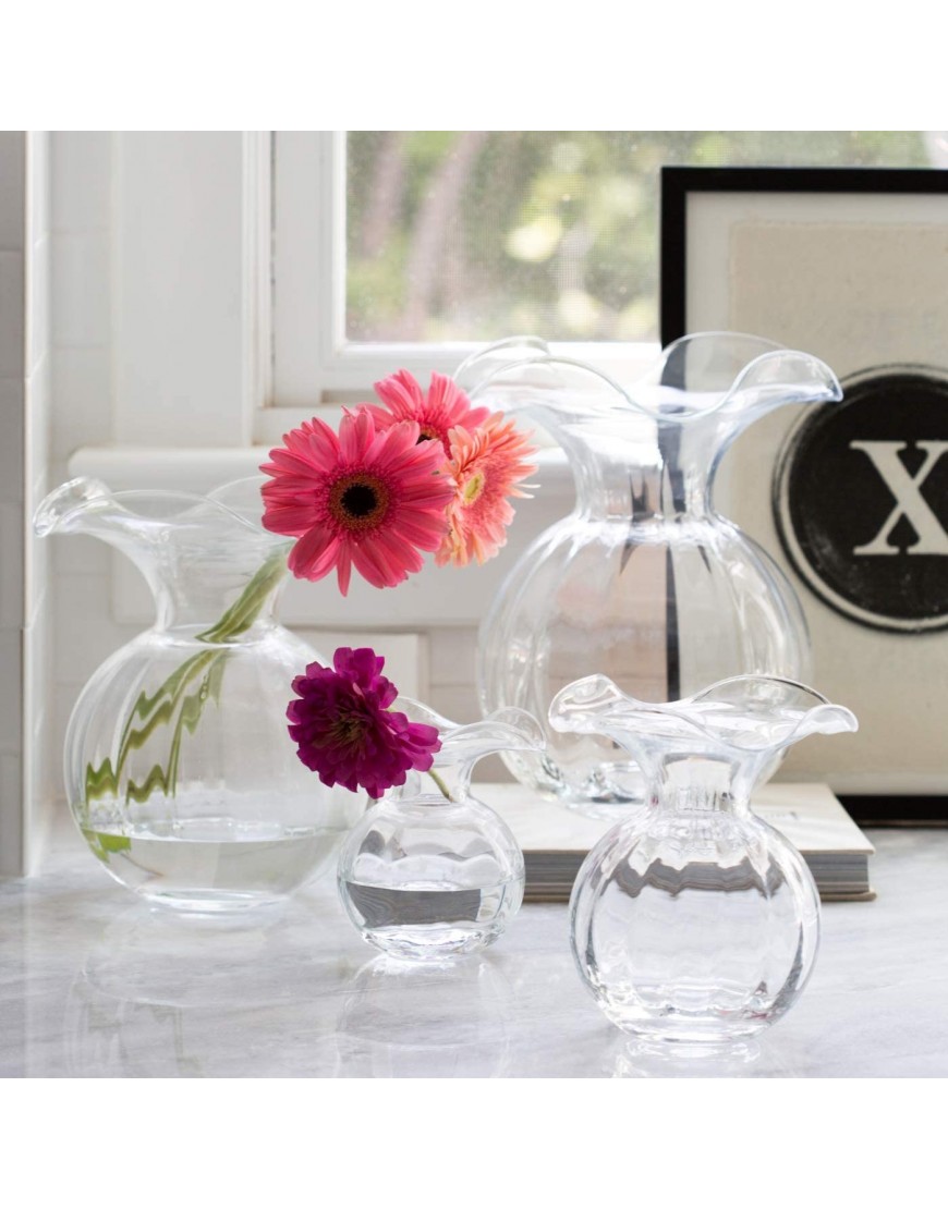 Vietri Italian Hibiscus Mouthblown Glassware Vase Collection Small Clear