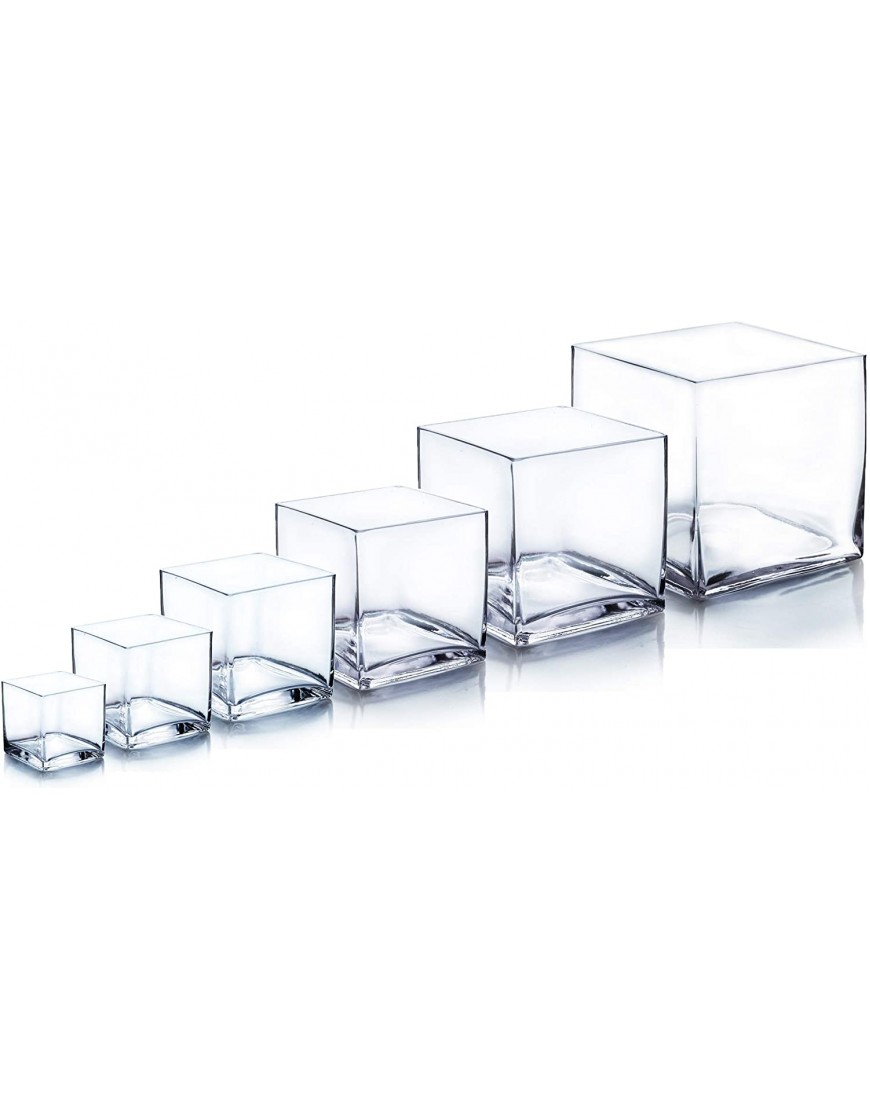 WGV Cube Glass Vase Candle Holder 6x6x6 [Bulk Qty and Size Options] Clear Elegant Floral Accent Container Planter Terrarium for Wedding Party Event Home Decor 1 Piece