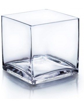 WGV Cube Glass Vase Candle Holder 6"x6"x6" [Bulk Qty and Size Options] Clear Elegant Floral Accent Container Planter Terrarium for Wedding Party Event Home Decor 1 Piece