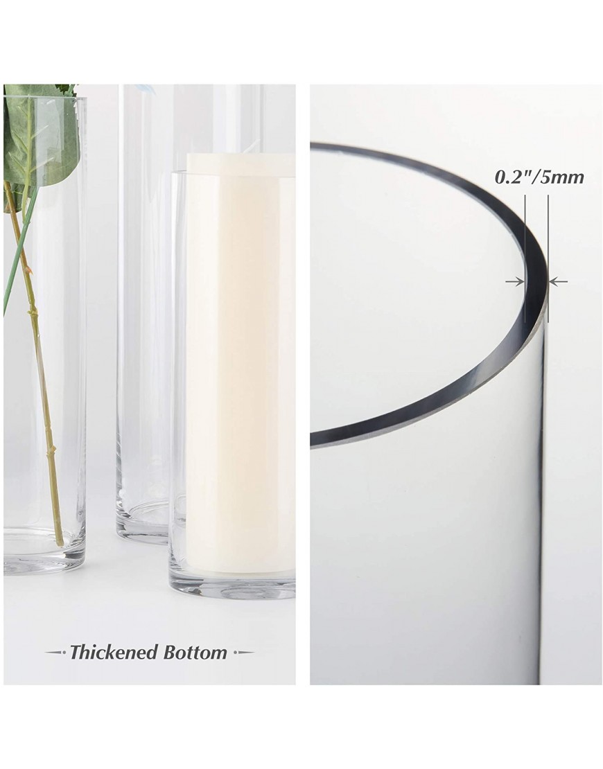 WGV Tall Cylinder Glass Vase 3 W x 16 H [Multiple Sizes Choices] Clear Bud Candle Holder Planter Terrarium for Wedding Party Flower Vase Centerpieces Home Accent Decor 1 Piece