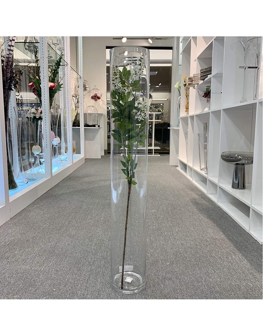 WGV Tall Cylinder Glass Vase Open Width 5 Height 35 Clear Large Floral Container Planter Centerpieces for Wedding Party Event Home Office Decor 1 Piece