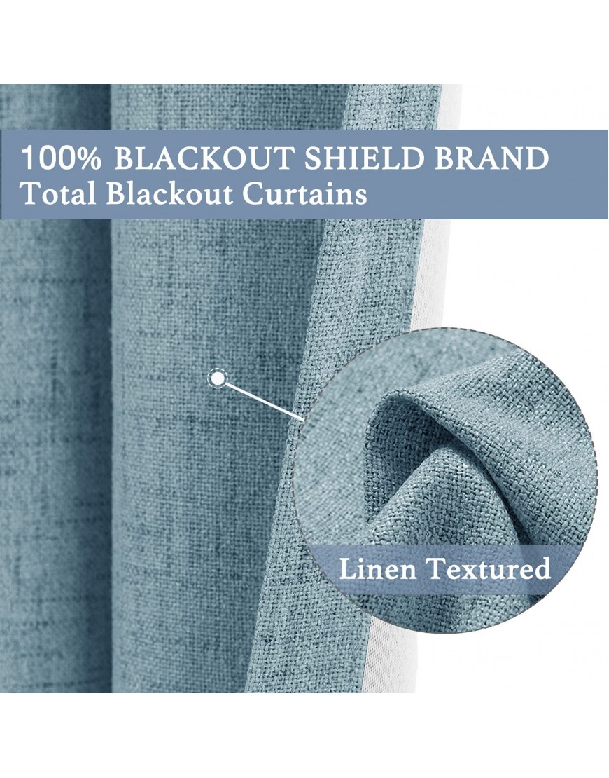 100% Blackout Shield Sliding Door Curtains Linen Textured Look Grommet Curtains with Blackout Liner Thermal Insulated Blackout Curtains Extra Wide Patio Door Curtains 50 x 108 Blue