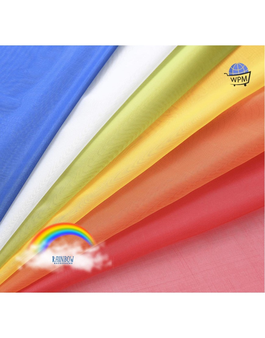 6 Piece Rainbow Sheer Window Panel Colorful Backdrop Bright Curtains Set for Playroom Nurseries Bedroom & More Lime Orange Red White Bright Yellow Navy Drapes 84 Long