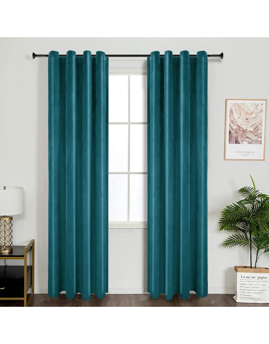 AILINYUWEI Teal Velvet Curtains for Living Room Thermal Insulated Luxury Soft Velvet Drapes Room Darkening Curtains for Bedroom W52 X L63 2 Panels