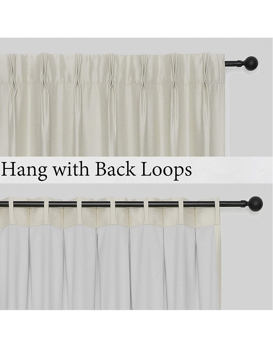 Central Park Ivory 100% Blackout Pinch Pleat Window Curtain for Bedroom Living Room Window Treatment Thermal Insulated Drapes Backtab 95 inches with 10 Hooks Ring not Include 40x95 1 Panel