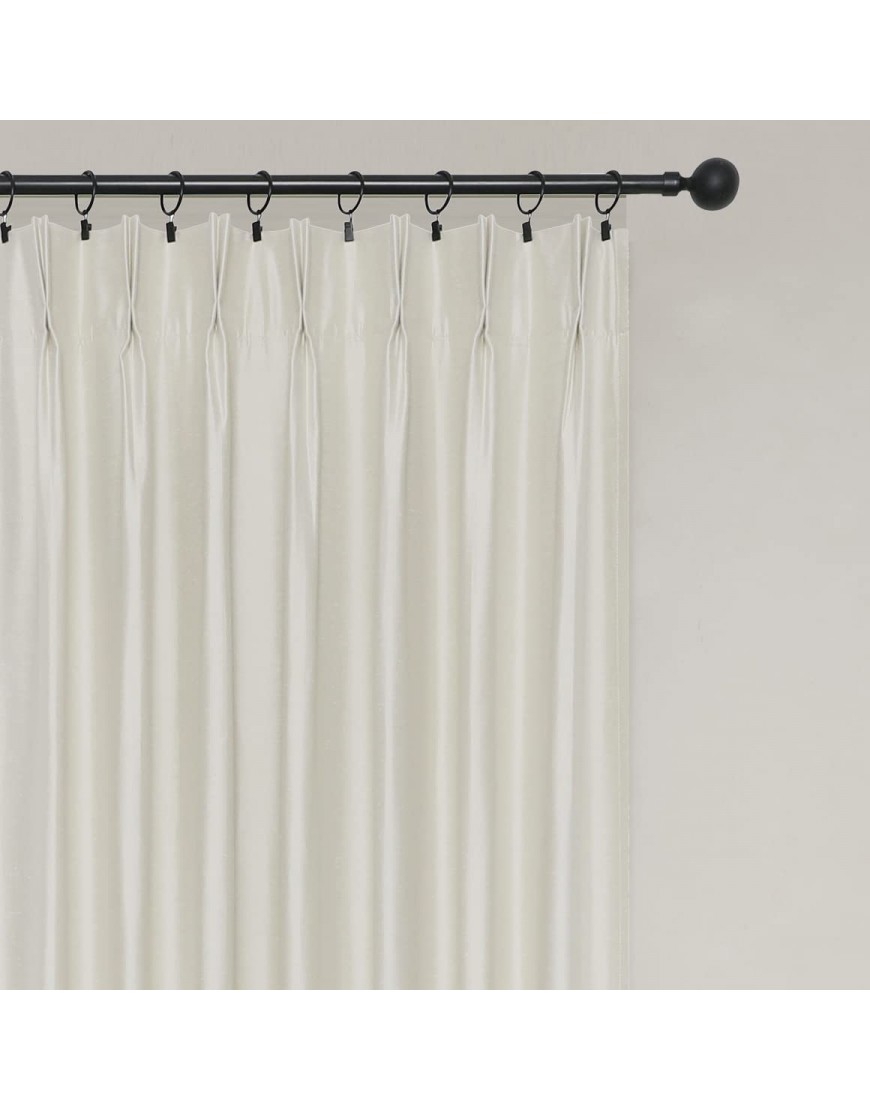 Central Park Ivory 100% Blackout Pinch Pleat Window Curtain for Bedroom Living Room Window Treatment Thermal Insulated Drapes Backtab 95 inches with 10 Hooks Ring not Include 40"x95" 1 Panel