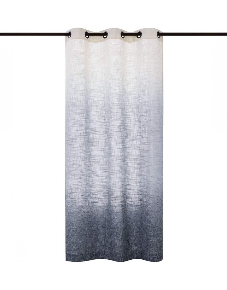 Central Park Ombre Rayon Blend Heavy Linen Texture Window Curtain Panel 6 Grommets Top Gradient Cream White to Navy Blue Window Drapes Treatment for Living Room Bedroom Set of 2 40 x 95 Each
