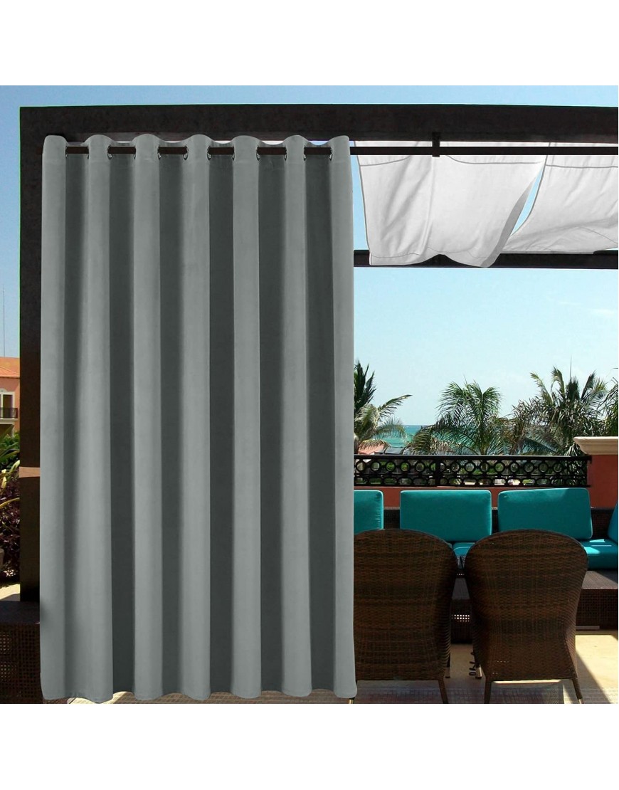 CHHKON Outdoor Velvet Curtains for Patio Clearance Waterproof Pergola Curtain Indoor Drapes Blackout Curtains 84 Inch Long Privacy Screens and Panels with Grommet
