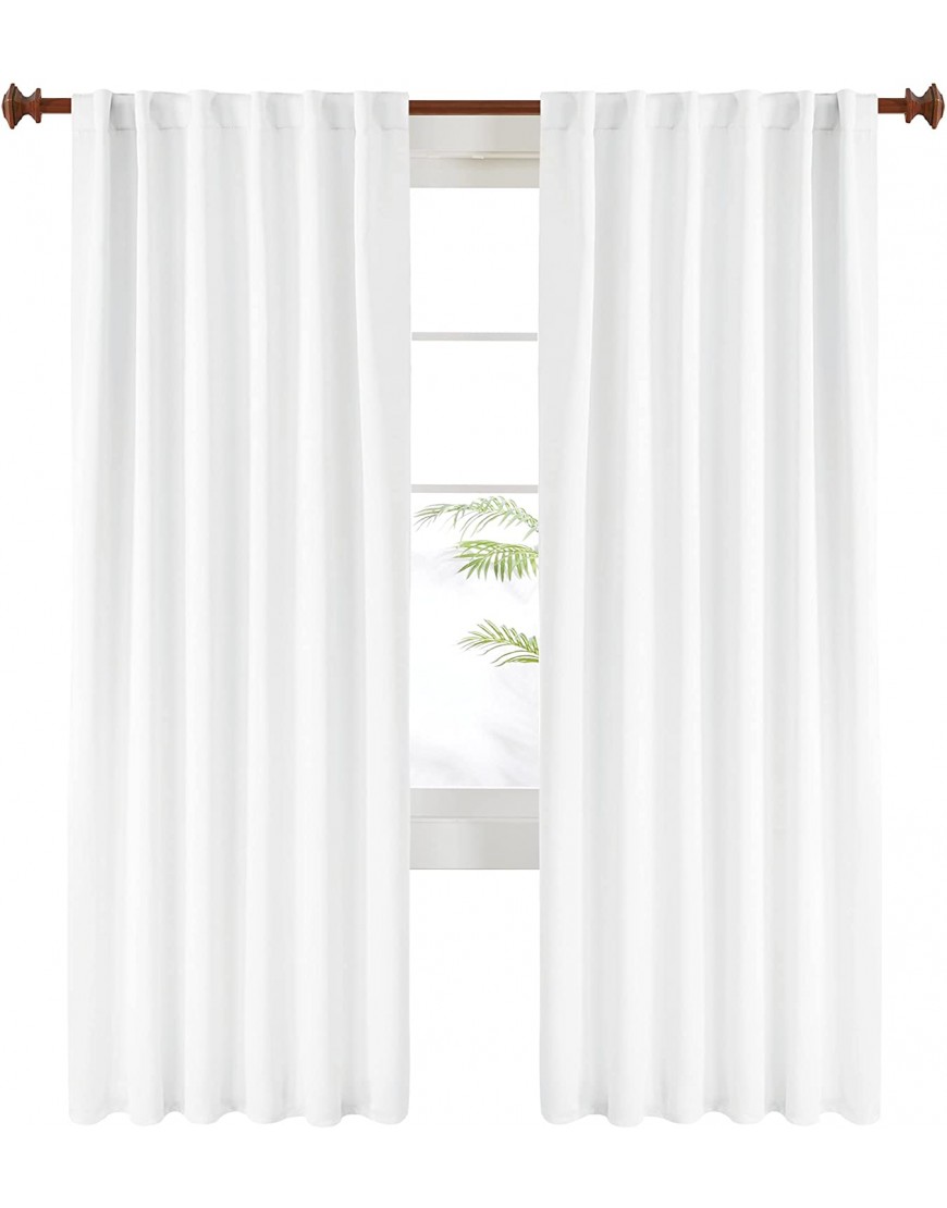Deconovo 50% Light Blocking Curtains Back Tab Rod Pocket Drapes and Curtains 52x95 Inch White 2 Panels Semi Light Blocking Curtains for Sliding Door