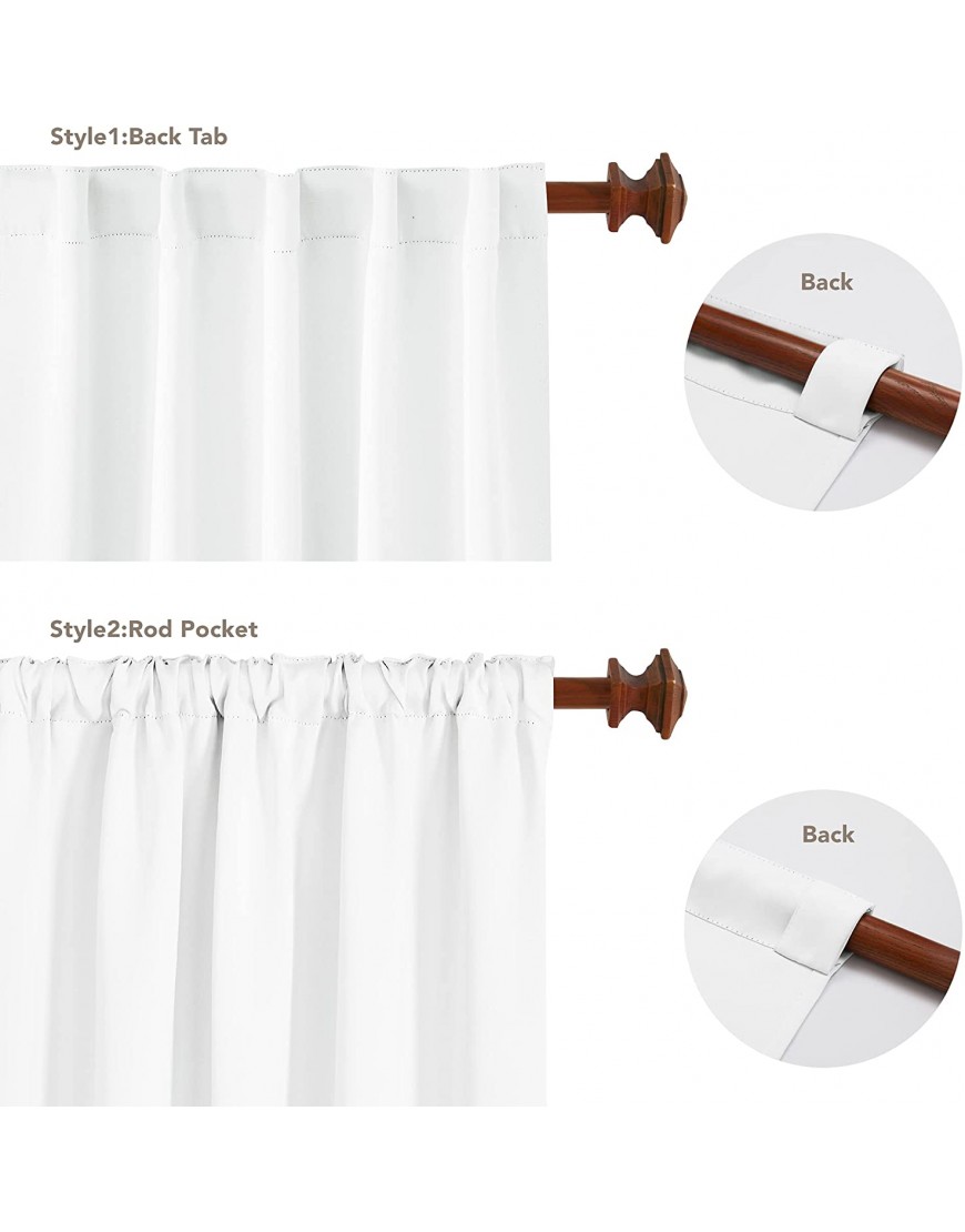Deconovo 50% Light Blocking Curtains Back Tab Rod Pocket Drapes and Curtains 52x95 Inch White 2 Panels Semi Light Blocking Curtains for Sliding Door