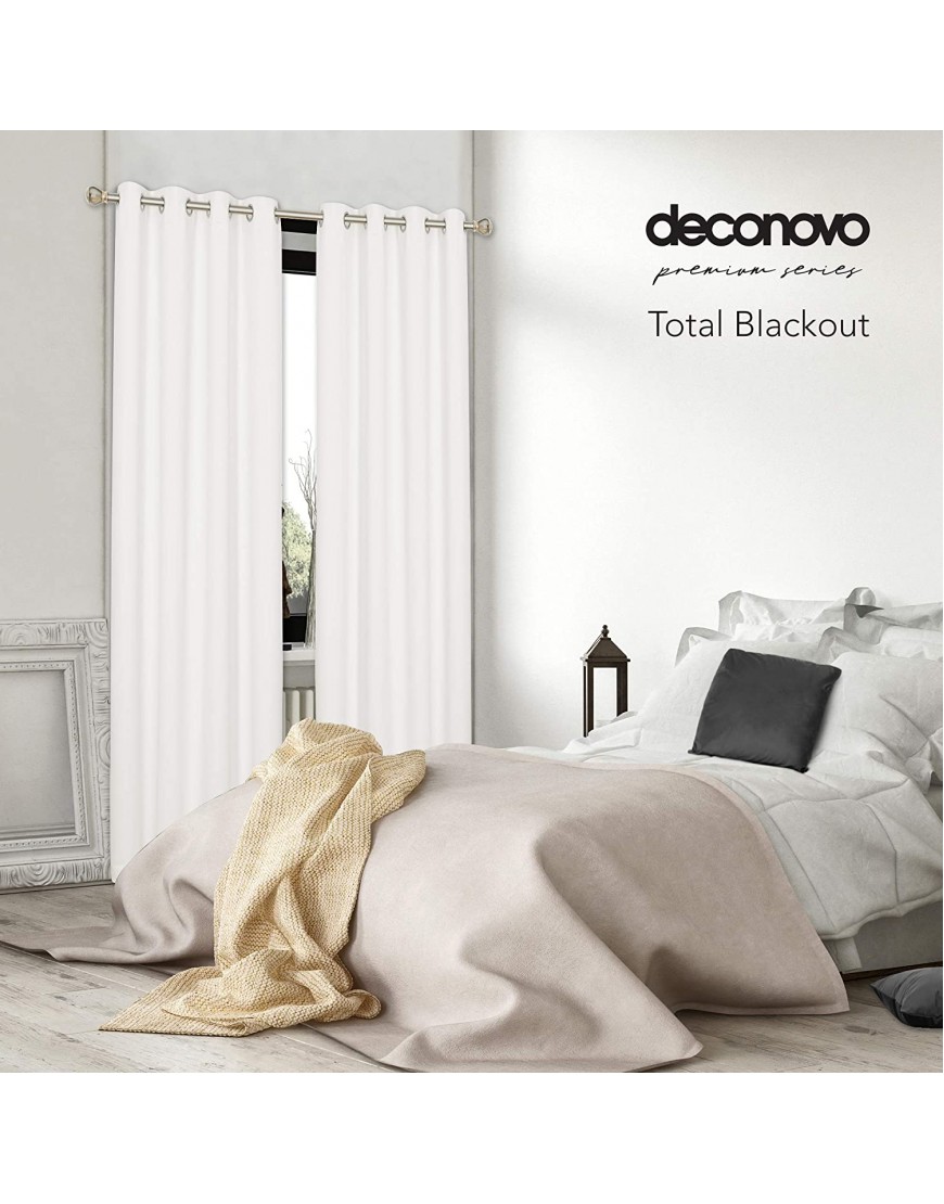 Deconovo Cream 100% Blackout Double Layer Curtains 100% Blackout Window Drapes Thermal Insulated Grommet Drapes for Living Room Bedroom Cream 2 Drapes 52W x 84L Inches