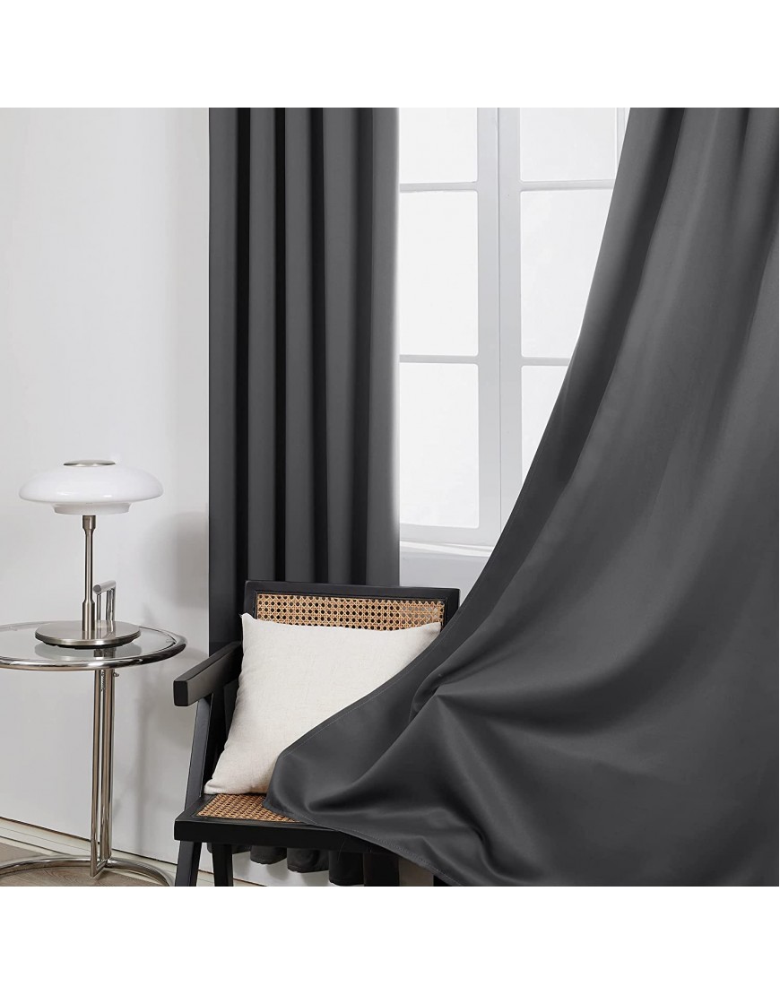 Deconovo Dark Grey Thermal Insulated Blackout Curtains 38 x 54 Inch Rod Pocket Room Darkening Curtain Panel for Bedroom Set of 2