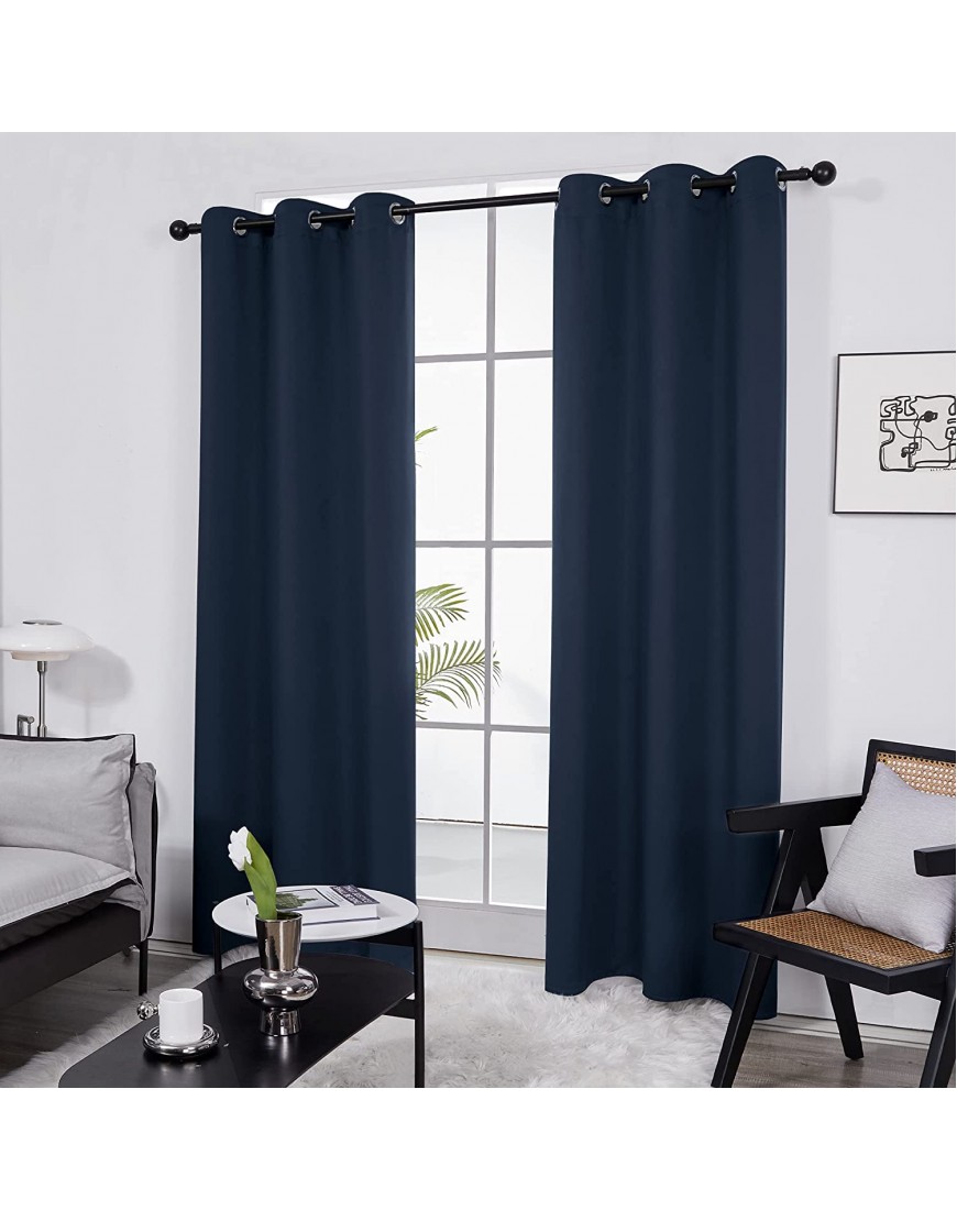 Deconovo Room Darkening Thermal Insulated Blackout Drape Grommet Window Curtain for Bedroom Navy Blue 42Wx84L Inch 1 Panel