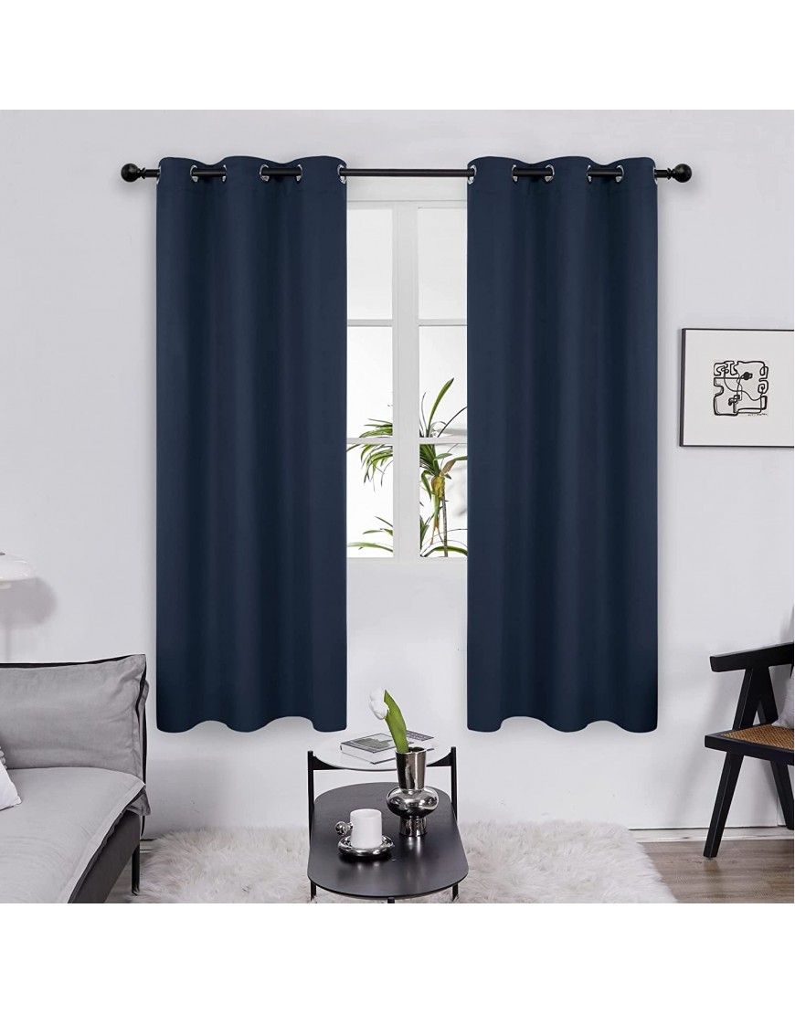 Deconovo Room Darkening Thermal Insulated Blackout Drape Grommet Window Curtain for Bedroom Navy Blue 42Wx84L Inch 1 Panel