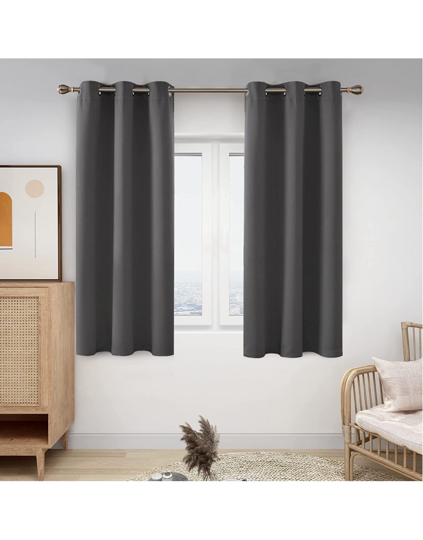 Deconovo Room Darkening Window Drapes Thermal Insulated Grommet Curtains for Bedroom 42 Inch by 45 Inch Dark Grey 2 Curtain Panels