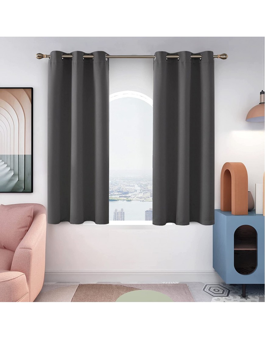 Deconovo Room Darkening Window Drapes Thermal Insulated Grommet Curtains for Bedroom 42 Inch by 45 Inch Dark Grey 2 Curtain Panels