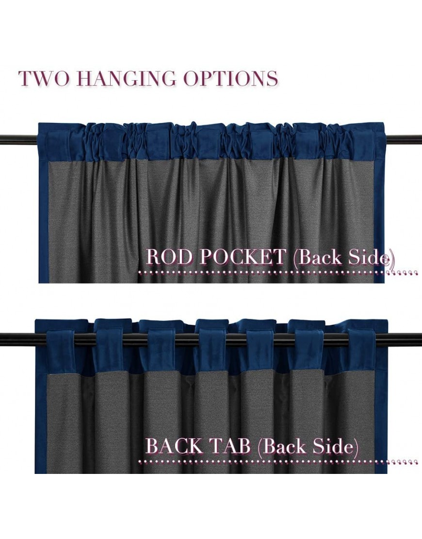 Dreaming Casa Royal Blue Velvet Room Darkening Curtains for Living Room Thermal Insulated Rod Pocket Back Tab Window Curtain for Bedroom 2 Panels 52 W x 96 L