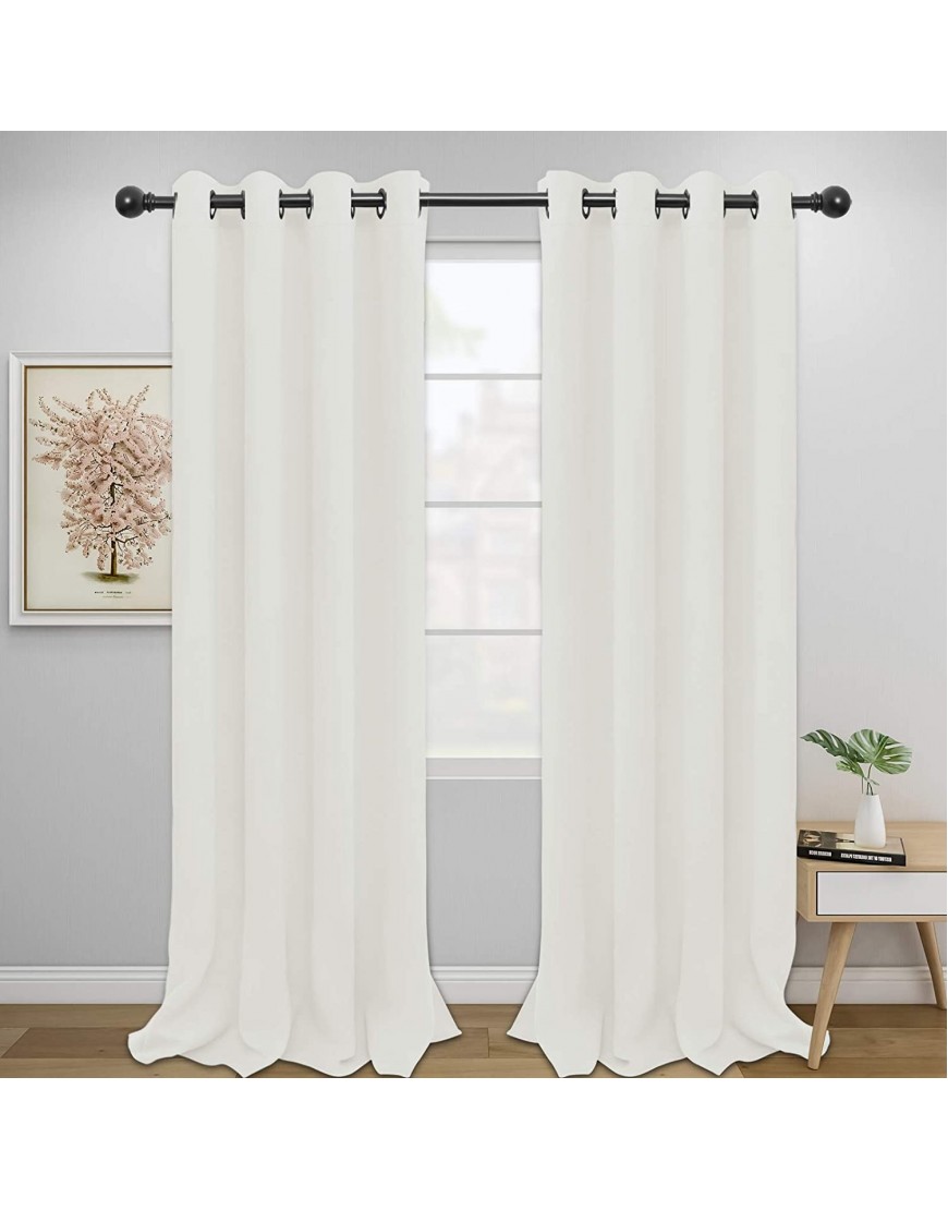 Easy-Going Blackout Curtains for Bedroom Solid Thermal Insulated Grommet and Noise Reduction Window Drapes Room Darkening Curtains for Living Room 2 Panels 52x96 in Ivory