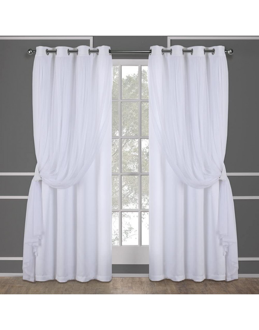 Exclusive Home Curtains Catarina Layered Solid Blackout and Sheer,Window Curtain Panel Pair with Grommet Top 52x96 Winter White 2 Count