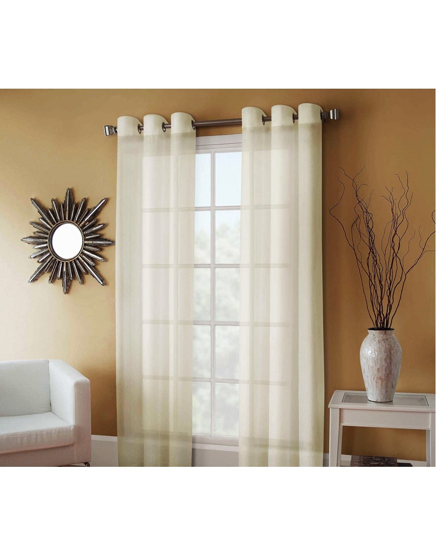 GorgeousHomeLinenDifferent Colors & Sizes Ruby 1 Pc Sheer Window Curtain Drape Panel 8 Soild Bronze Grommets 84" Length Ivory