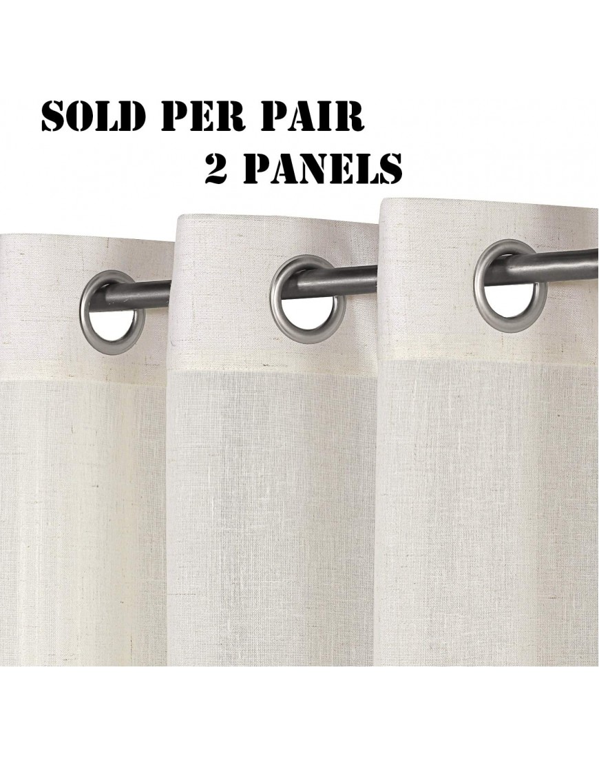 Grommet Privacy Linen Curtains 2 Pieces Total Size 104 Inch Wide 52 Inch Each Panel 96 Inch Long Elegant Light Filtering Panel Drapes for Bedroom 52 W x 96 L Natural