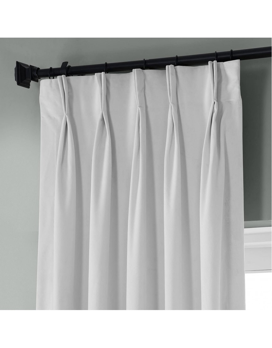 HPD Half Price Drapes Velvet Blackout Curtains For Living Room 25 X 96 Signature Pleated VPCH-110602-96-FP Porcelain White