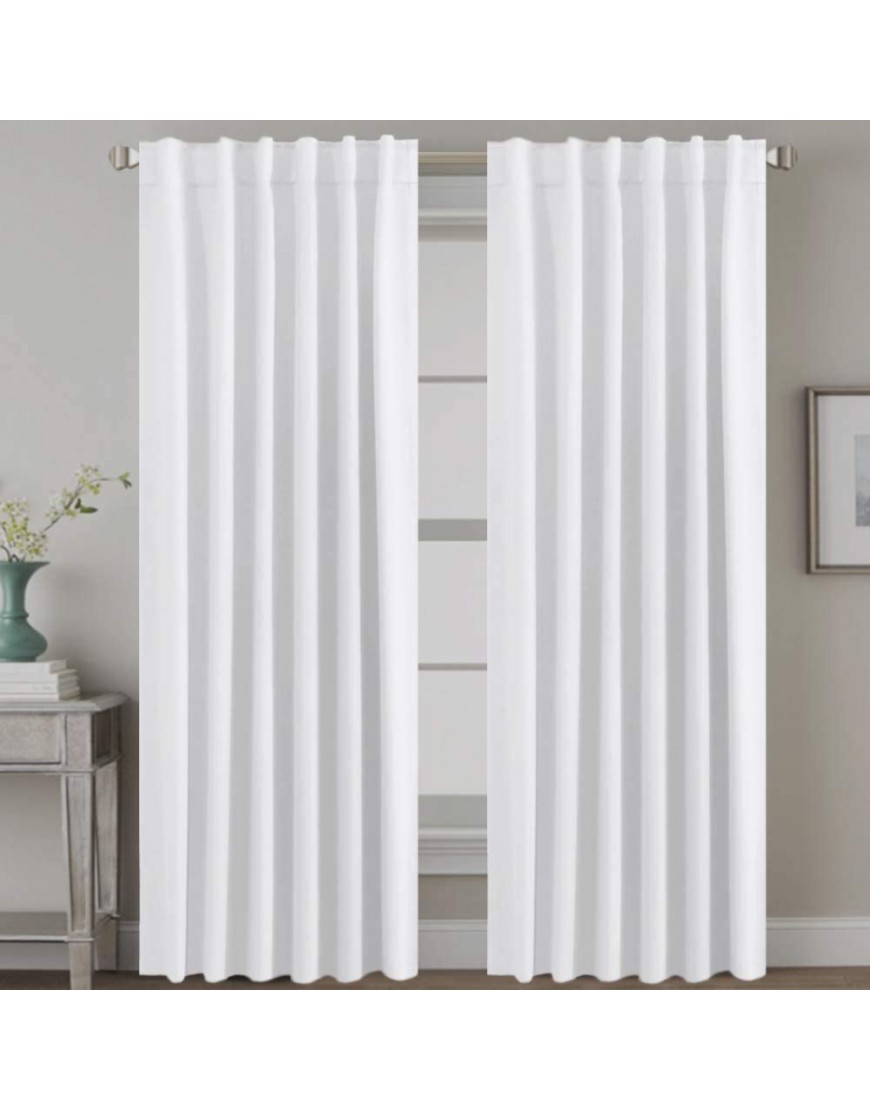 H.VERSAILTEX White Curtains Thermal Insulated Window Treatment Panels Room Darkening Privacy Assured Drapes for Living Room Back Tab Rod Pocket Bedroom Draperies 52 x 96 Inch 2 Panels