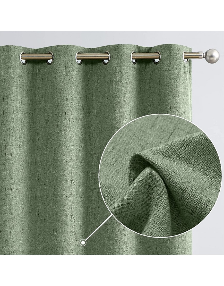 JINCHAN Linen Textured Curtains Sage Drapes Grommet Top 84 inch Length Blackout Curtains Living Room Bedroom Window Treatment Heavy Weight 2 Panels