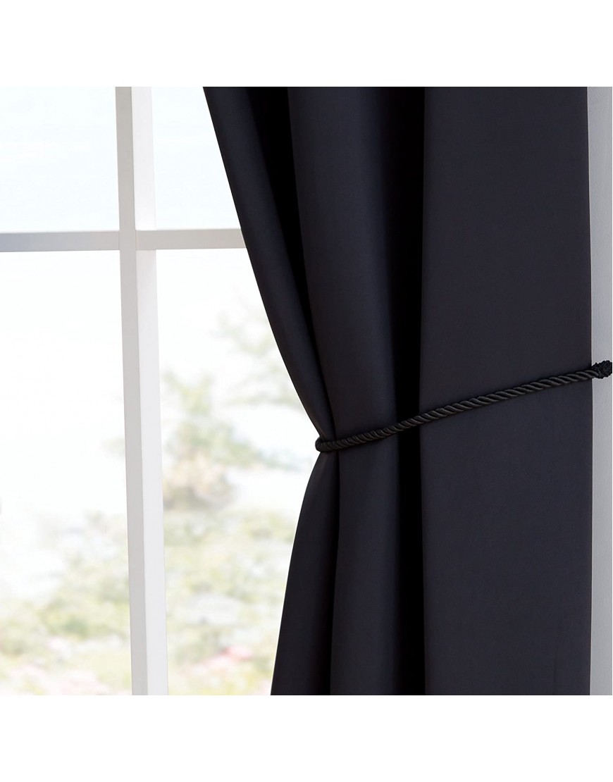 LinenZone 2 Panels of Solid Black Curtains with 2 Tie-Backs. 84 Inch Curtains are Great as Living Room Curtains Thermal Curtains or Blackout Bedroom Curtains. Nicole 38 x 84 Black