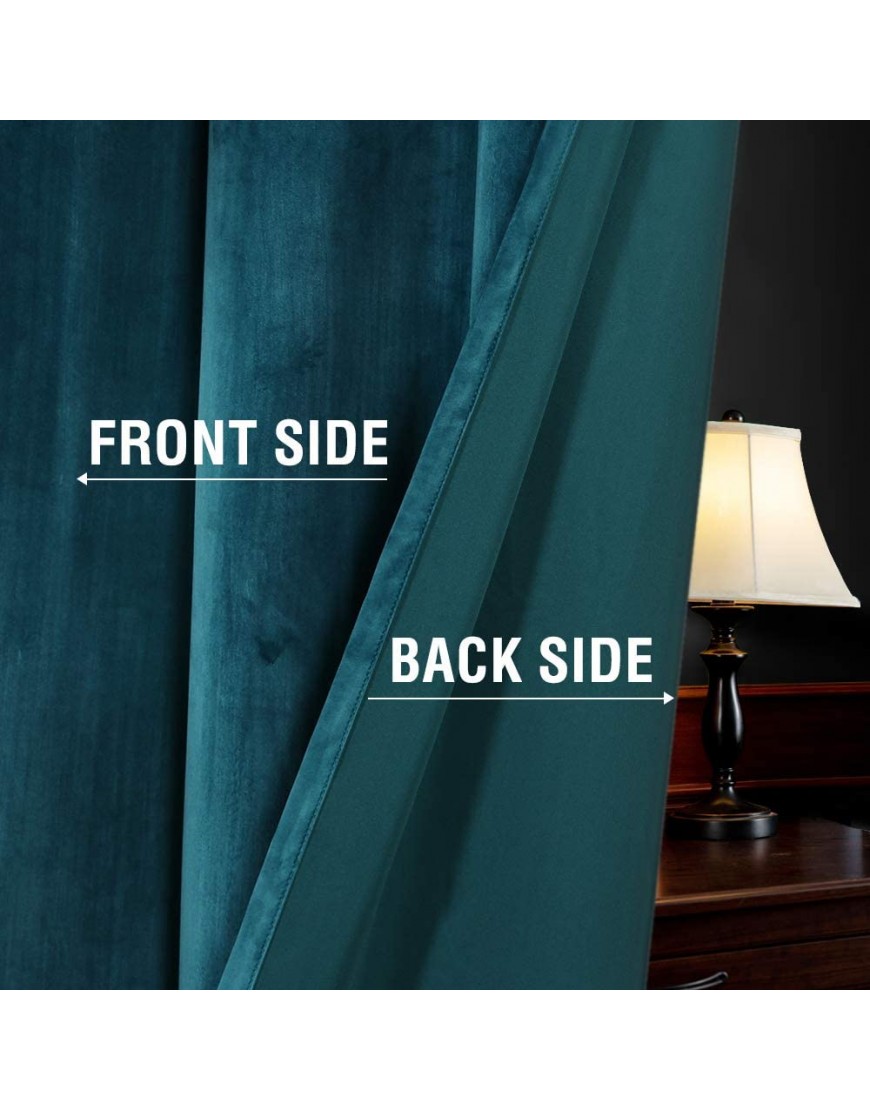 Luxury Velvet Curtains for Living Room 84 Inches Room Darkening Super Thick Soft Velvet Textured Window Curtain Drapes Thermal Insulated Grommet Decoration 2 Panels Each 52 x 84 Inch Teal