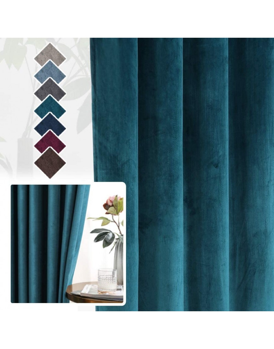Luxury Velvet Curtains for Living Room 84 Inches Room Darkening Super Thick Soft Velvet Textured Window Curtain Drapes Thermal Insulated Grommet Decoration 2 Panels Each 52 x 84 Inch Teal