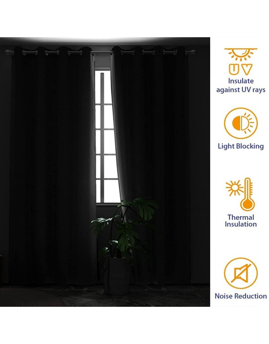 MFD Bedroom Full Blackout Window Curtain Panels Thick Solid Color Insulated Window Covers for Patio Door Set of 2 Panels 42x72 Inch