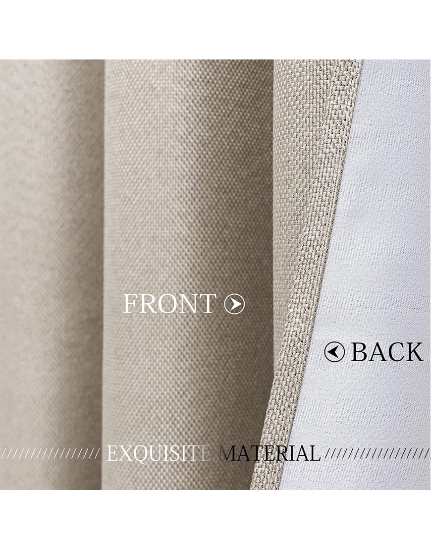 MIULEE Linen Curtains 72 Inches Long Blackout Curtain Panels for Bedroom Living Room Curtain Drapes Thermal Insulating Texture Grommet Top 2 Panels -Beige