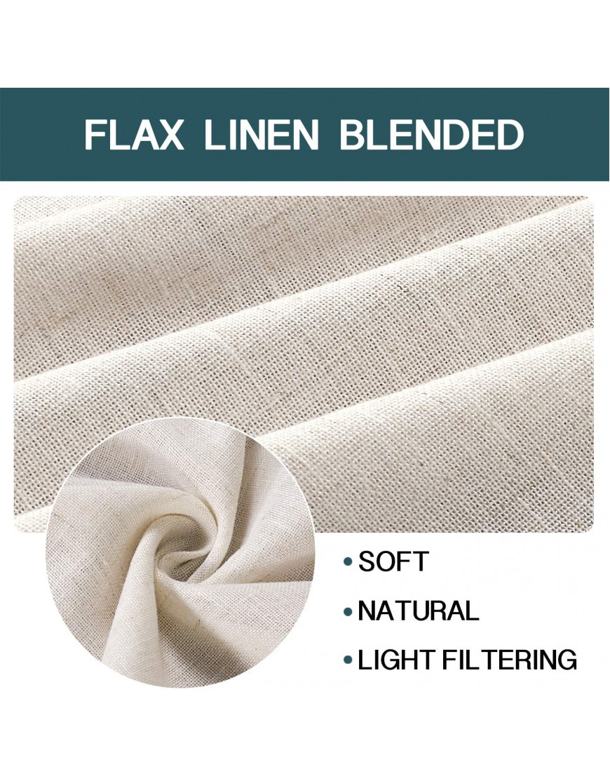 Natural Linen Curtains 96 Inches Long Rod Pocket Semi Sheer Curtain Drapes Elegant Casual Linen Textured Window Draperies Light Filtering Privacy Added Home Fashion 2 Panels Natural