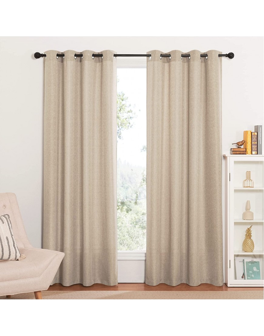 NICETOWN Linen Curtains and Drapes Faux Flax Waterproof Windows Treatments Grommet Casual Linen Blend Total Privacy with Light Penetration for Bedroom Basement Sand 1 Pair 55 x 84 Inch