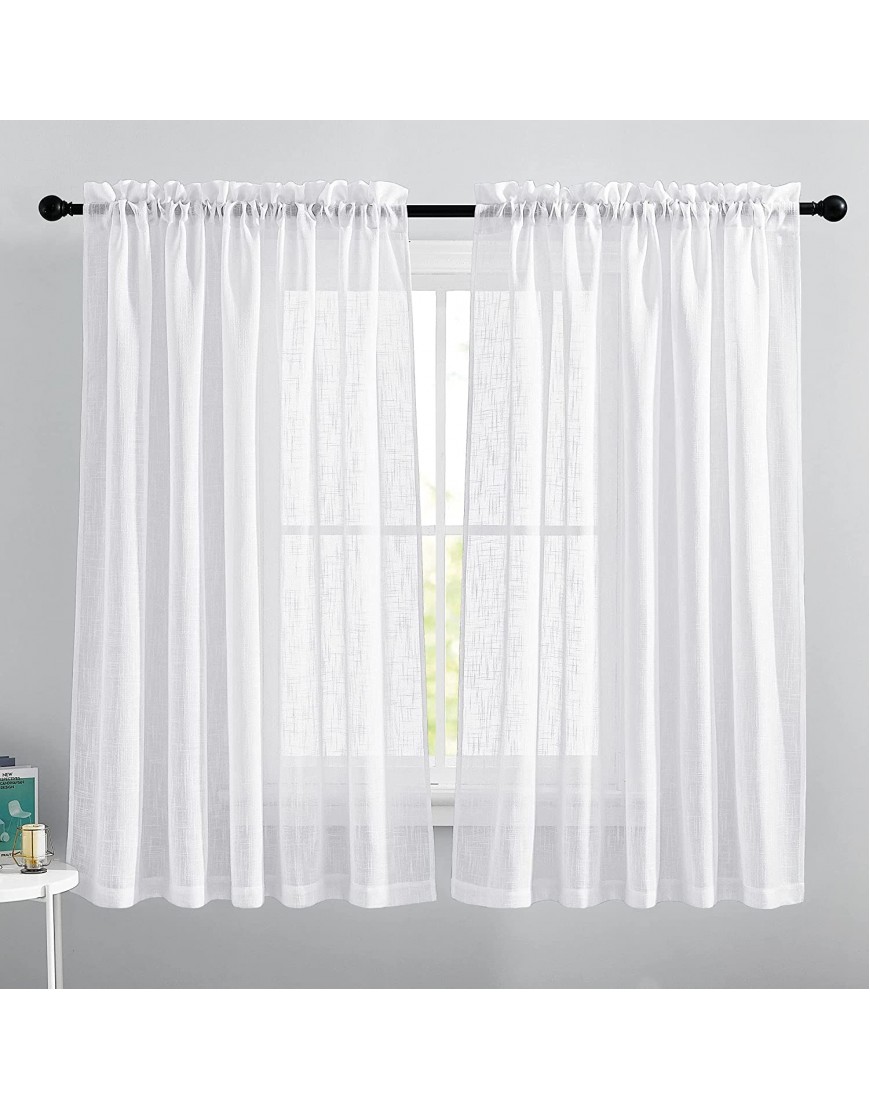 NICETOWN Sheer Linen Curtains Natural Style Rod Pockets Privacy Semi Sheer Window Panels Curtain Wrinkle Free Drapes Soft and Elegant for Bedroom Living Room W66 x L63 2 Panels