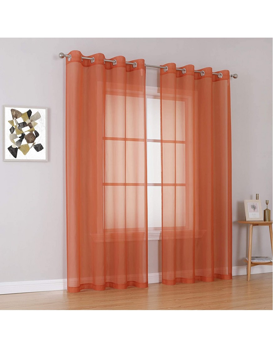 Patio Door Sheer Curtain Panels Ceiling to Floor Extra Long Voile Drape Curtains Window Treatment for Sliding Glass Door Burnt Orange,2 Pieces,W 54 x L 108 inches