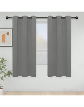 PureFit GRS Certified Recycled Blackout Curtains for Bedroom and Living Room Thermal Insulated Cold Sun Blocking and Noise Reducing Grommet Window Drapes Light Gray 42 x 63 inch Set of 2 Panels